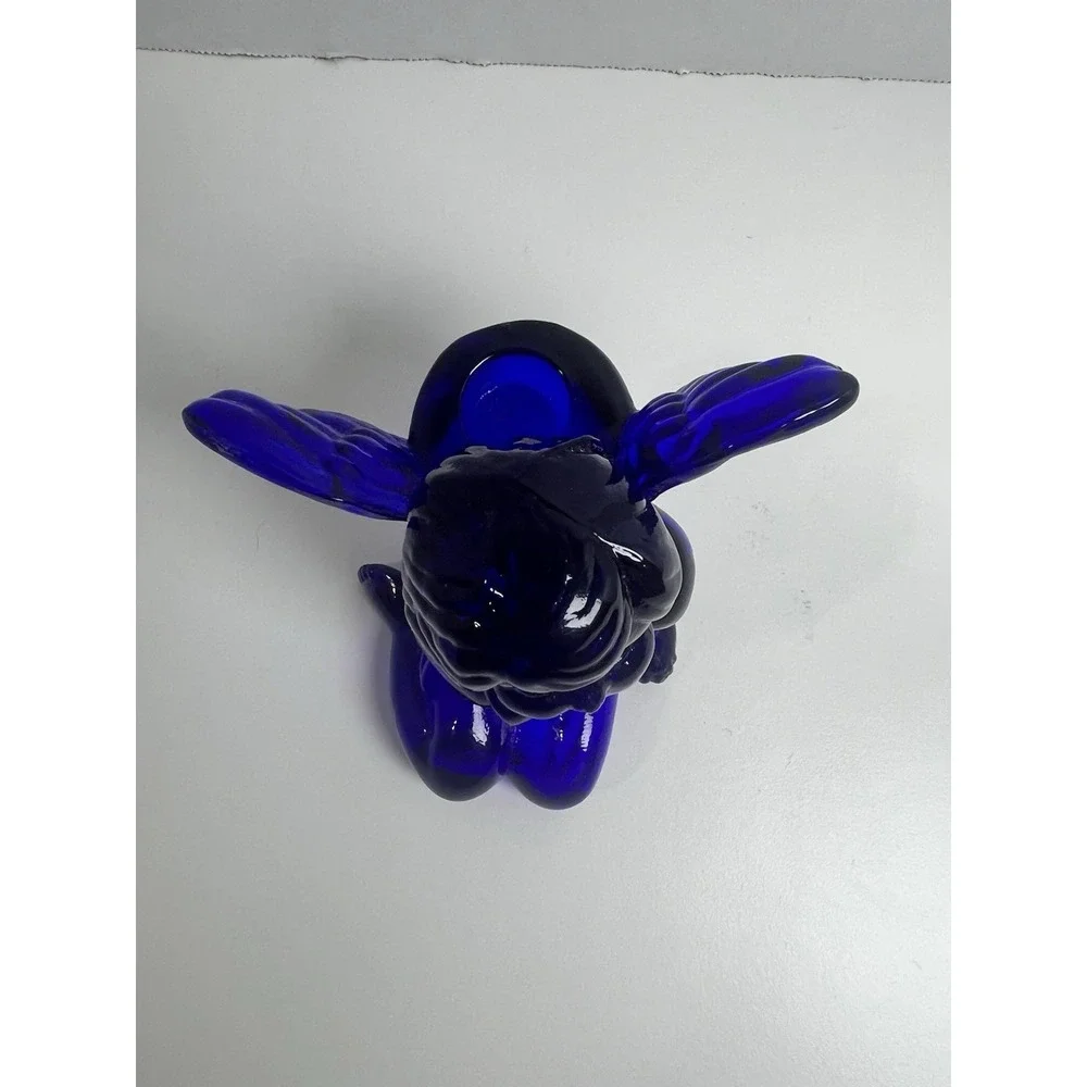 Vintage Cobalt Blue Glass Sitting Cherub Taper Candlestick Holders Set of 6